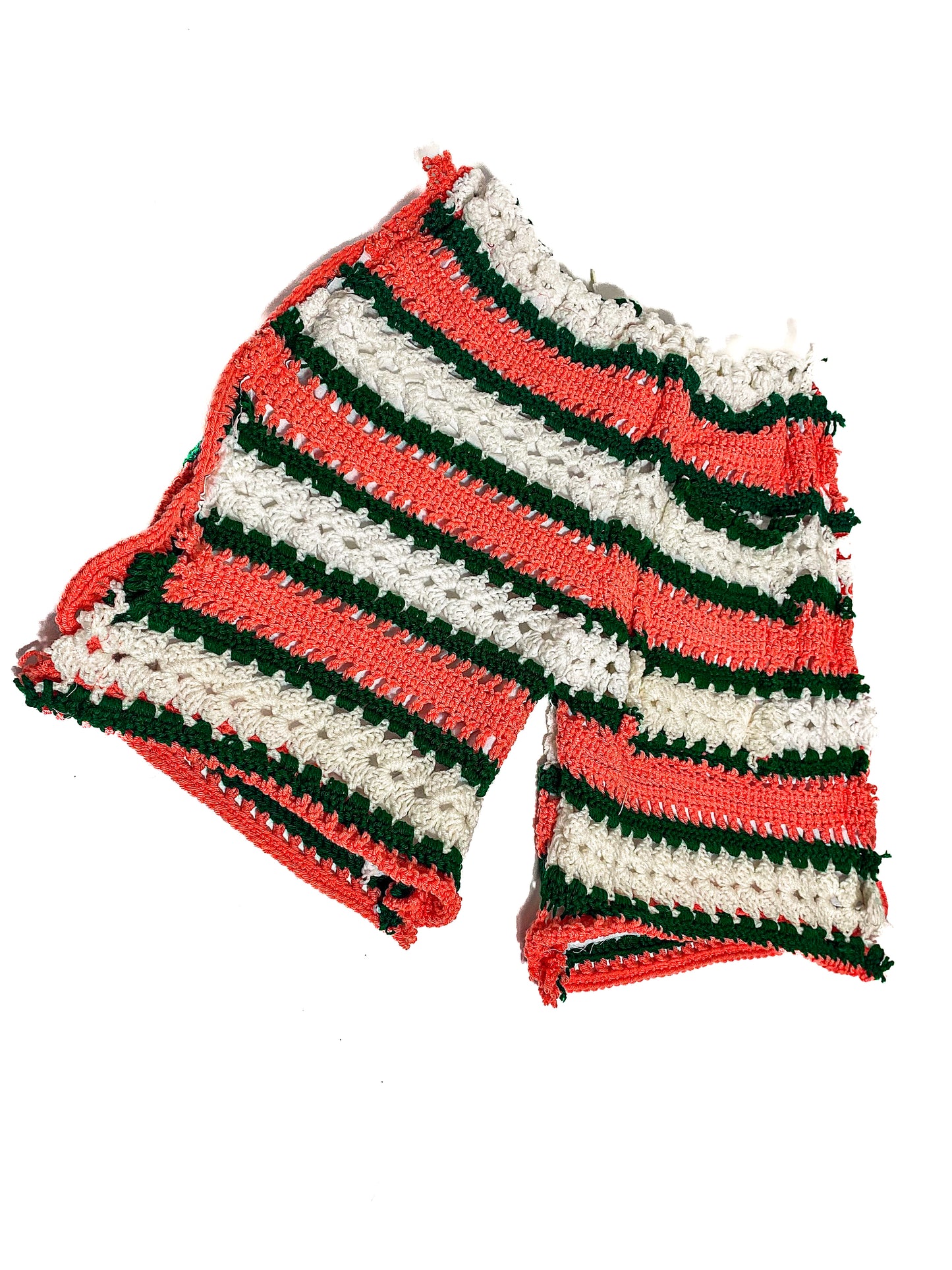 Salmon & Green Crochet Shorts
