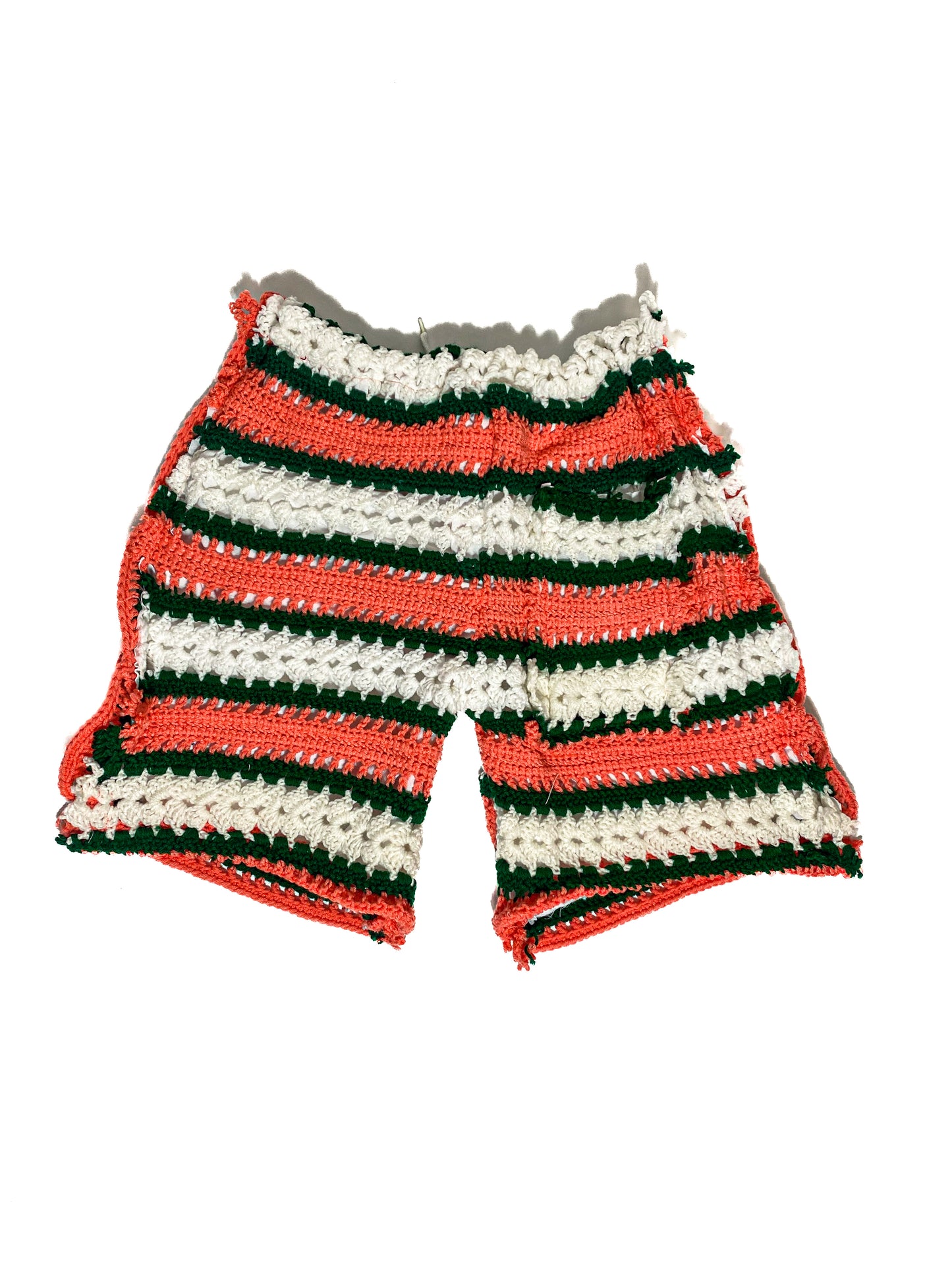 Salmon & Green Crochet Shorts
